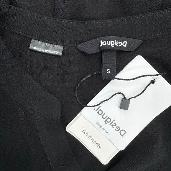 Desigual Calendula Balloon Sleeve V-Neck Tiered Mini Dress in Black Size S NWT - Picture 12 of 16